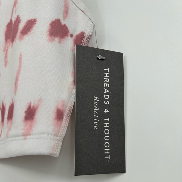 NWT Threads 4 Thought Reactive Cropped Racerback Tank Top Pink White Tie Dye XS - Picture 2 of 4